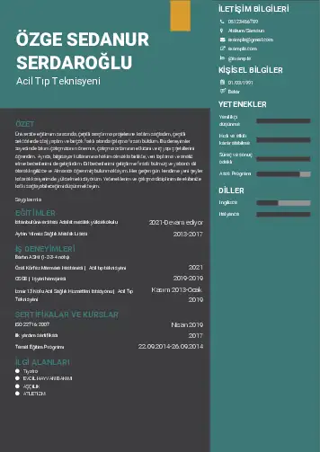 Acil Tıp Teknisyeni CV Örnekleri cv indir